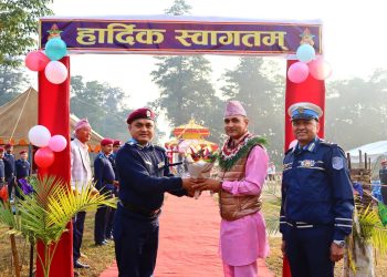 एआईजी राजन अधिकारीको प्रमुख आतिथ्यमा विराटनगरमा सरस्वती मन्दिरको प्राणप्रतिष्ठा