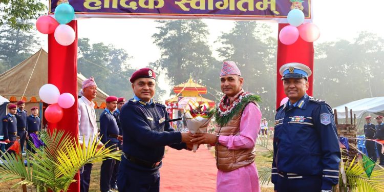 एआईजी राजन अधिकारीको प्रमुख आतिथ्यमा विराटनगरमा सरस्वती मन्दिरको प्राणप्रतिष्ठा